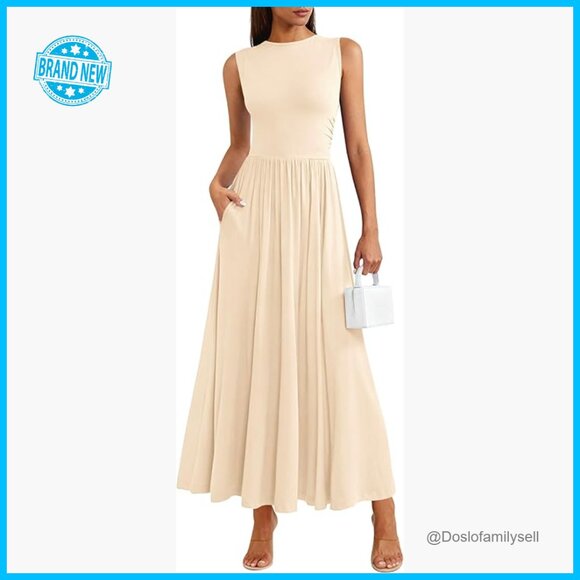 Dresses & Skirts - Sleeveless A-Line Maxi Dress Flowy Elegant Wedding Guest Casual Sundress